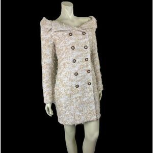 NWOT Cream/Gold Off the Shoulder L/S Tweed Dress from L'Atiste by Amy Sz. Medium
